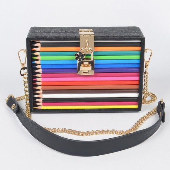 Pencil Case With Key And Lock Clutch - Picture 1 of 4